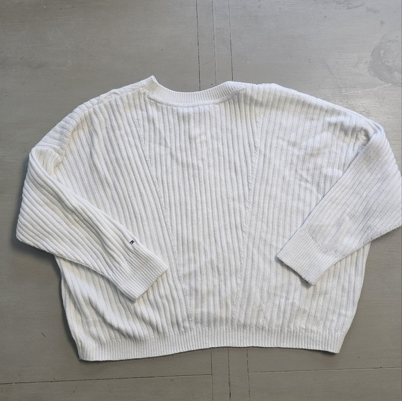 Tommy Hilfiger Cable Knit Sweater Oversized Cropped Xl - Picture 6 of 11